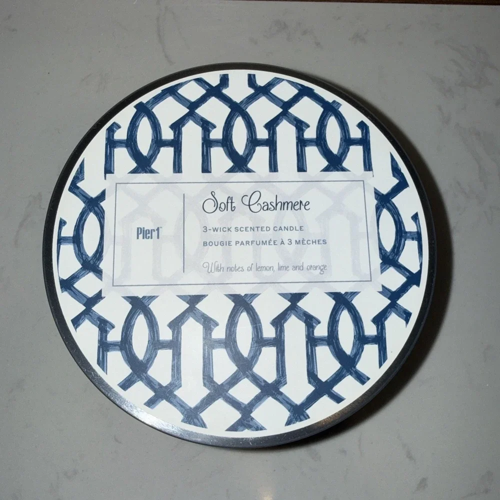 Pier 1 Imports 3 Wick Candle Soft Cashmere Notes Of Lemon Lime Orange 13.9oz New